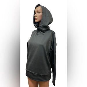NIKE HOODED PULLOVER SWEATSHIRT WOMENS POCKETS SOLID GRAY COLOR SIZE SMALL